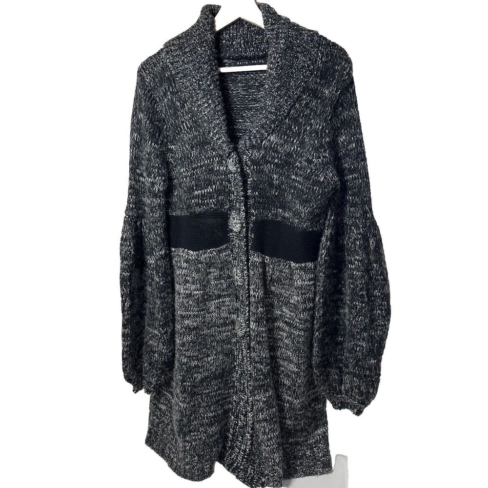 Bette Paige Cardigan Womens Wool Gray Duster Urban Cozy Modern Bohemian Chunky L